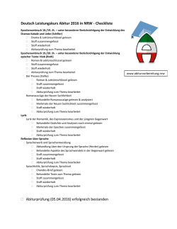 Deutsch Leistungskurs Abitur 2016 in NRW