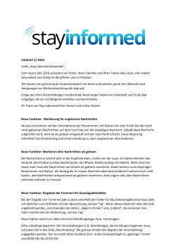 Infobrief 1/ 2016: Liebe „Stay Informed Gemeinde“, Zum neuen Jahr