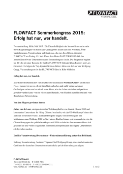FLOWFACT Sommerkongress 2015: Erfolg hat nur, wer handelt.