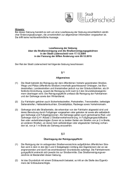 Hinweis: Bei dieser Satzung handelt es sich um eine Lesefassung