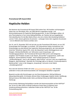 Haptische Helden - Promotional Gift Award