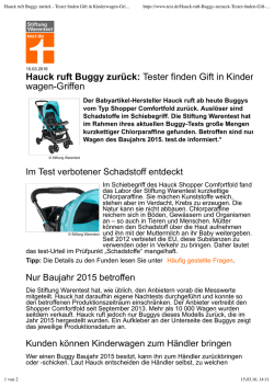 Hauck ruft Buggy zur&uuml;ck: Tester finden Gift in Kinder- wagen