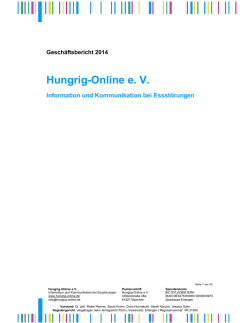 Aktueller Geschäftsbericht des Vereins - Hungrig