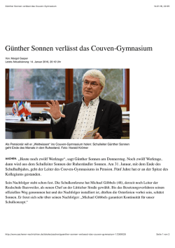 G&uuml;nther Sonnen verl&auml;sst das Couven