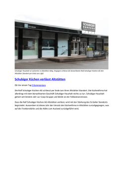 Schubiger Küchen verlässt Altstätten - SCHUBIGER