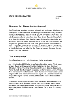 BEWOHNERINFORMATION Küchenchef Kurt Räss verlässt den