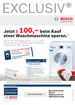 Jetzt &euro; 100,&ndash;beim Kauf einer Waschmaschine sparen.1)