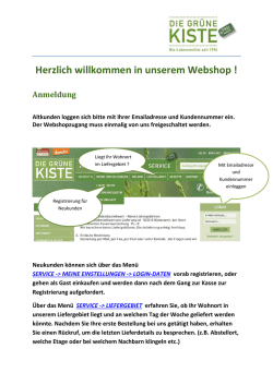 Herzlich willkommen in unserem Webshop ! Anmeldung