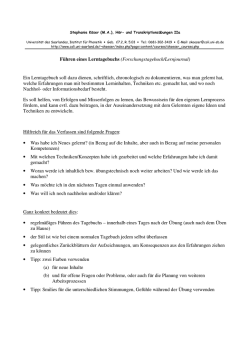 Führen eines Lerntagebuchs (Forschungstagebuch/Lernjournal) Ein