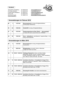 Veranstaltungen im Februar 2016 Veranstaltungen im März 2016