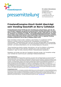 FrieslandCampina Kievit GmbH überträgt sein Vending