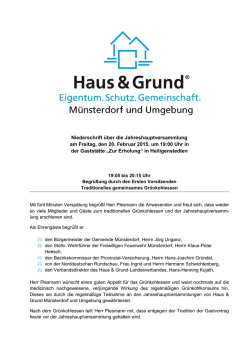 Jahreshauptversammlung 2015 - Haus & Grund M&uuml;nsterdorf und