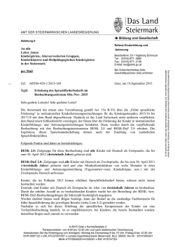 Informationsschreiben zur Sprachstandserhebung 2015/2016
