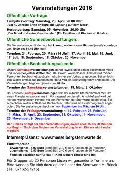 Jahresprogramm 2016 - Sternwarte Donzdorf
