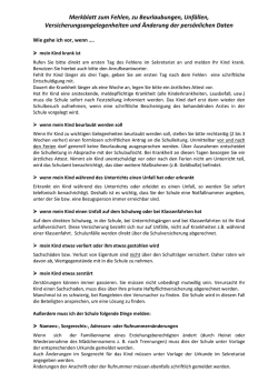 Merkblatt zum Fehlen, zu Beurlaubungen, Unf&auml;llen