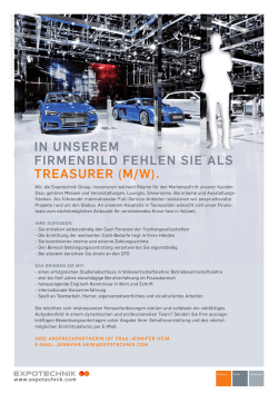 IN UNSEREM FIRMENBILD FEHLEN SIE ALS TREASURER (M/W).
