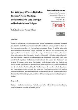 Im W&uuml;rgegriff der digitalen Riesen? Neue Medien