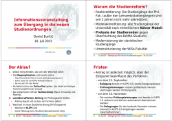 Infoveranstaltung zum &Uuml;bergang in die neuen Studienordnungen