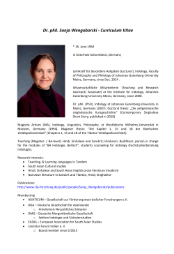 Dr. phil. Sonja Wengoborski - Curriculum Vitae