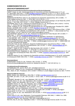 Sprechstundenliste - Universit&auml;t Bremen