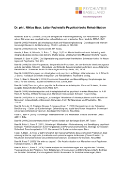 Dr. phil. Niklas Baer - Psychiatrie Baselland PBL