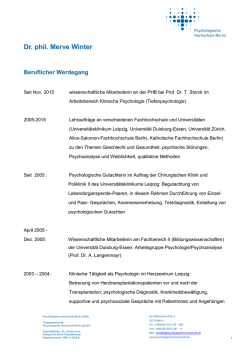 Dr.phil. Merve Winter - Psychologische Hochschule Berlin
