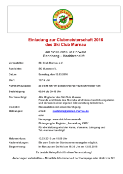 Einladung zur Clubmeisterschaft 2016 des Ski Club Murnau