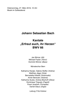 Johann Sebastian Bach Kantate &bdquo;Erfreut euch, ihr