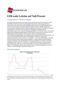 EZB senkt Leitzins auf Null Prozent