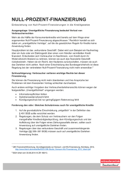 Einbeziehung von Null-Prozent-Finanzierungen in die Kreditgesetze