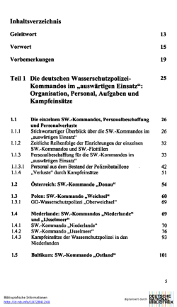 Inhaltsverzeichnis Teil 1 Die deutschen Wasserschutzpolizei