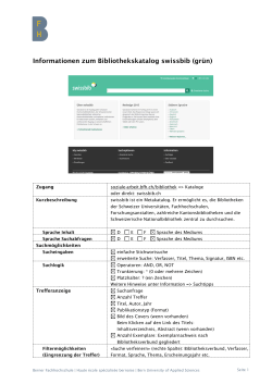 Kurzanleitung swissbib (grün) - Soziale Arbeit