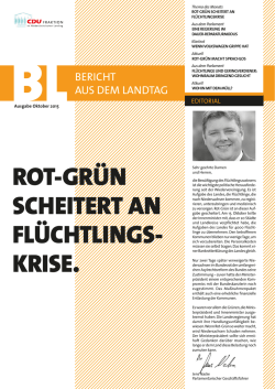 Oktober 2015 Rot-Grün Scheitert an Flüchtlingskrise - CDU