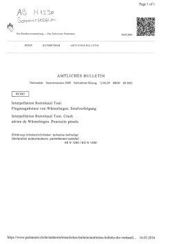 Interpellation Bortoluzzi Toni. Flugzeugabsturz von W&uuml;renlingen