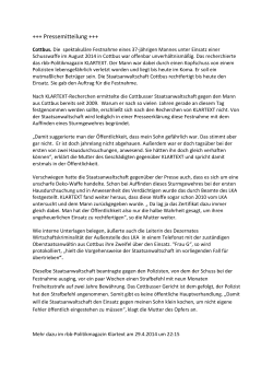 Pressemitteilung Festnahme mit Kopfschuss Brandenburg