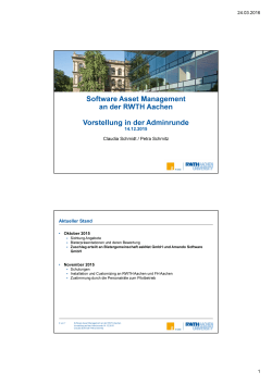 Software Asset Management an der RWTH Aachen Vorstellung in