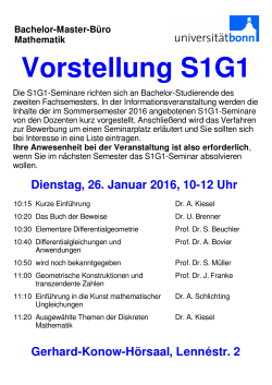 Vorstellung S1G1 - Mathematik in Bonn