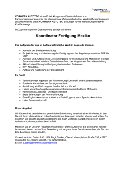 Koordinator Fertigung Mexiko (m/w)