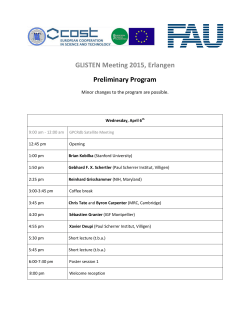 GLISTEN Meeting 2015, Erlangen Preliminary Program