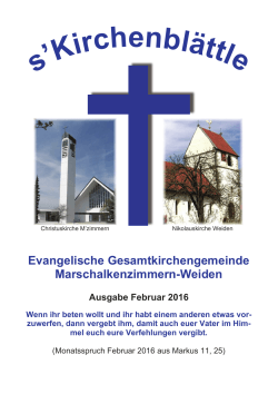 Kirchenblättle Ausgabe Februar 2016