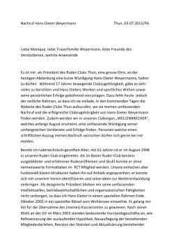 Nachruf Hans-Dieter Weyermann Thun, 03.07.2015/FN Liebe