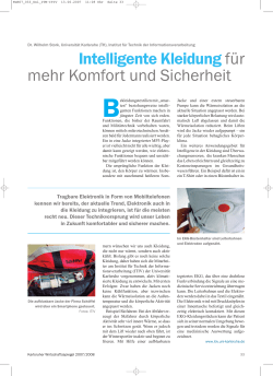 Intelligente Kleidung f&uuml;r mehr Komfort und Sicherheit