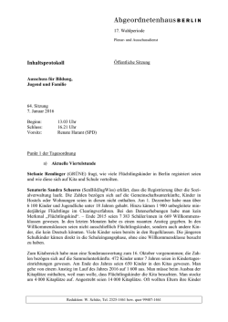 Inhaltsprotokoll - Abgeordnetenhaus von Berlin