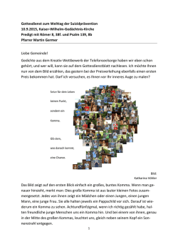 Gottesdienst zum Welttag der Suizidpr&auml;vention 10.9.2015, Kaiser