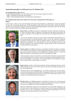 Liste 1 Gemeinderatswahlen in Schlosswil vom 18. Oktober 2015