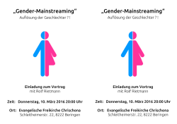 Gender Mainstreaming - Chrischona Schleitheim
