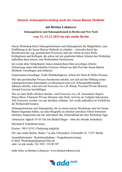 Intensiv-Schauspielworkshop nach der Susan
