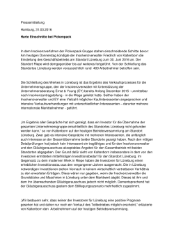 Pressemitteilung Hamburg, 31.03.2016 Harte Einschnitte bei