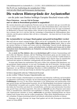 Die wahren Hintergruende der Asylantenflut