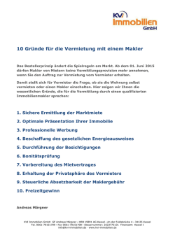 10 Gründe für die Vermietung mit einem Makler